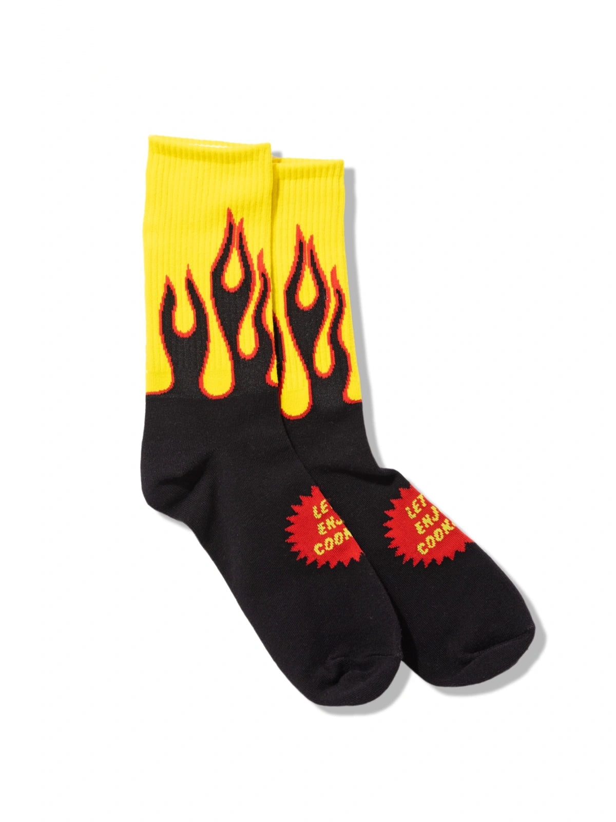 Cookman クックマン ソックス Rib Crew Socks Flame Black Yellow