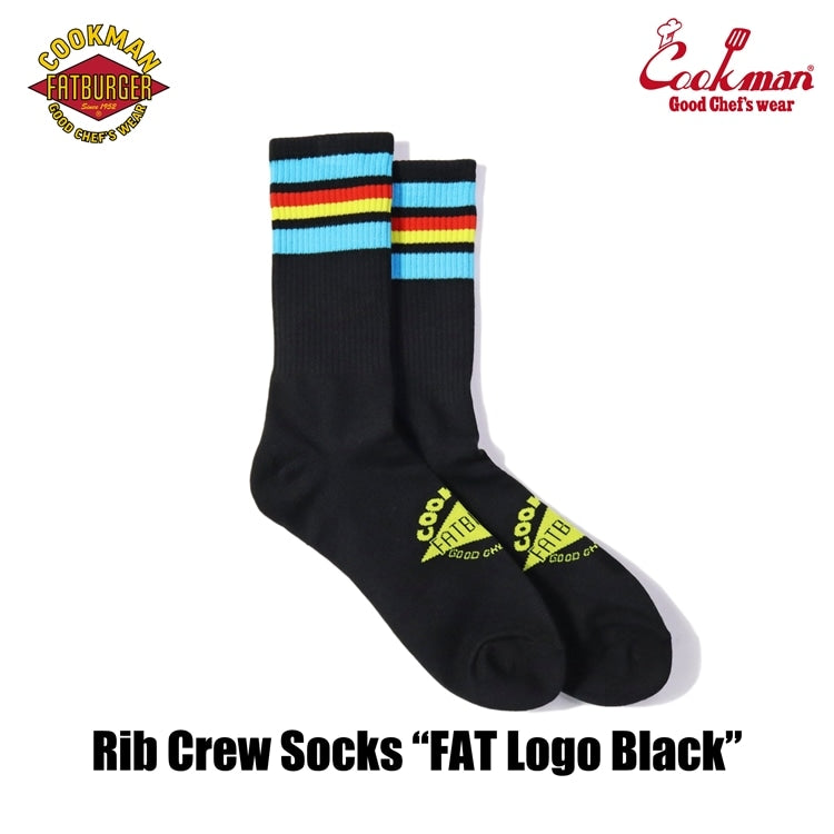 Cookman クックマン ソックス Rib Crew Socks FAT Logo Black