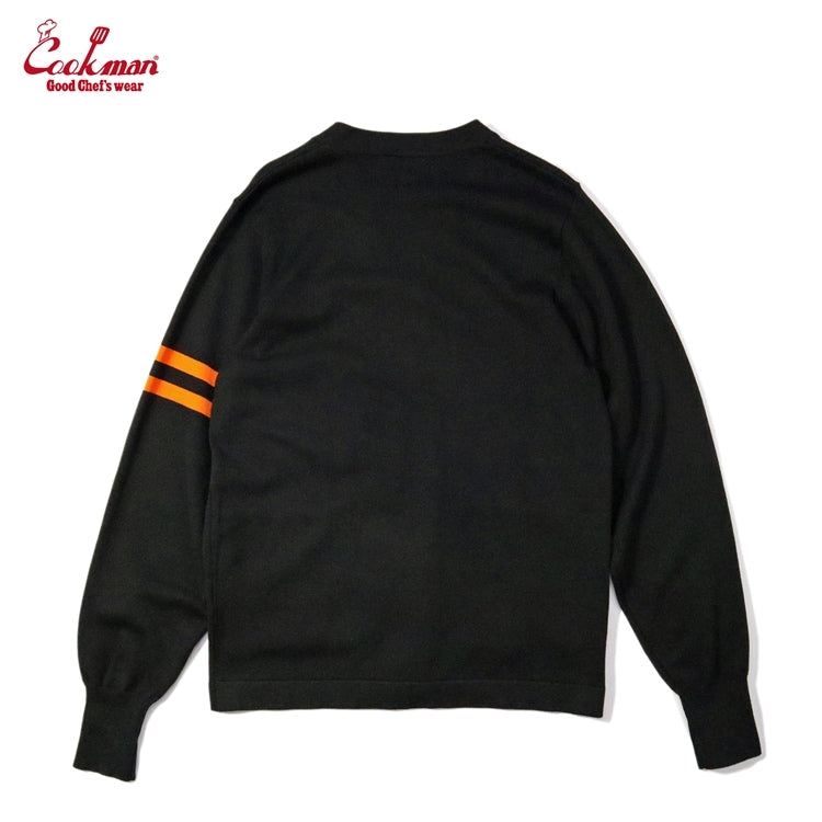 Cookman クックマン カーディガン Knitted Cardigan Letterman - BLACK -