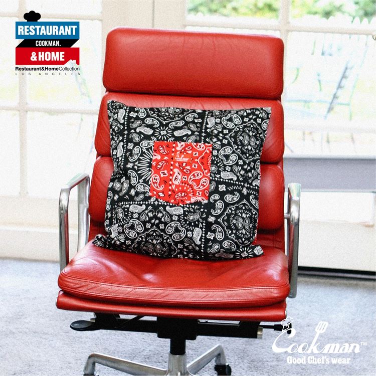 【雑誌 GO OUT掲載】Cookman クックマン クッションカバー Cushion Pocket Cover Reversible Paisley Red & Black