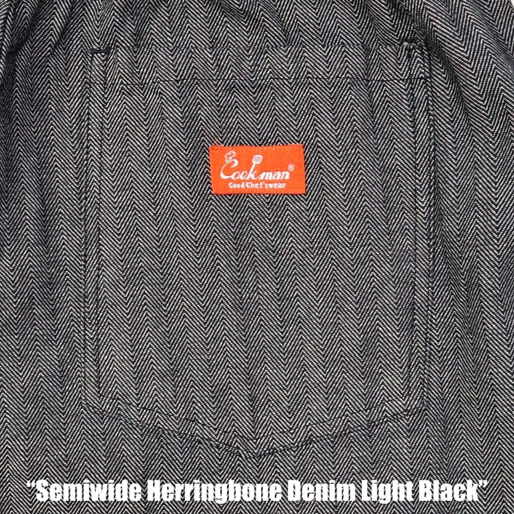 Cookman クックマン シェフパンツ Chef Pants Semiwide Herringbone Denim Light Black