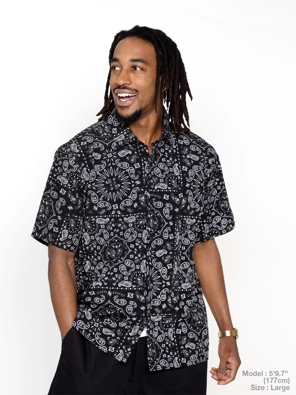Cookman クックマン Work Shirts Short Sleeve Light Paisley -BLACK -