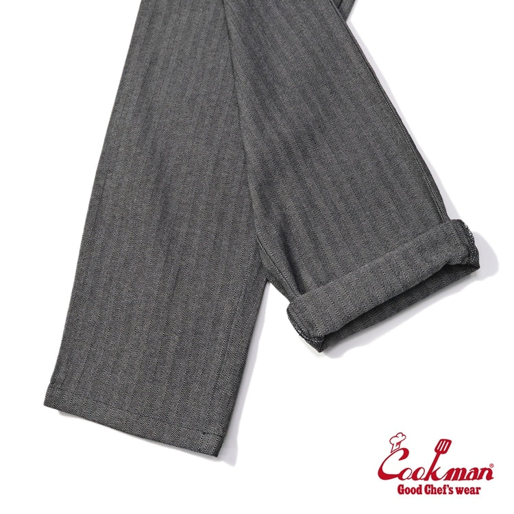 Cookman クックマン シェフパンツ Chef Pants Semiwide Herringbone Denim Light Black