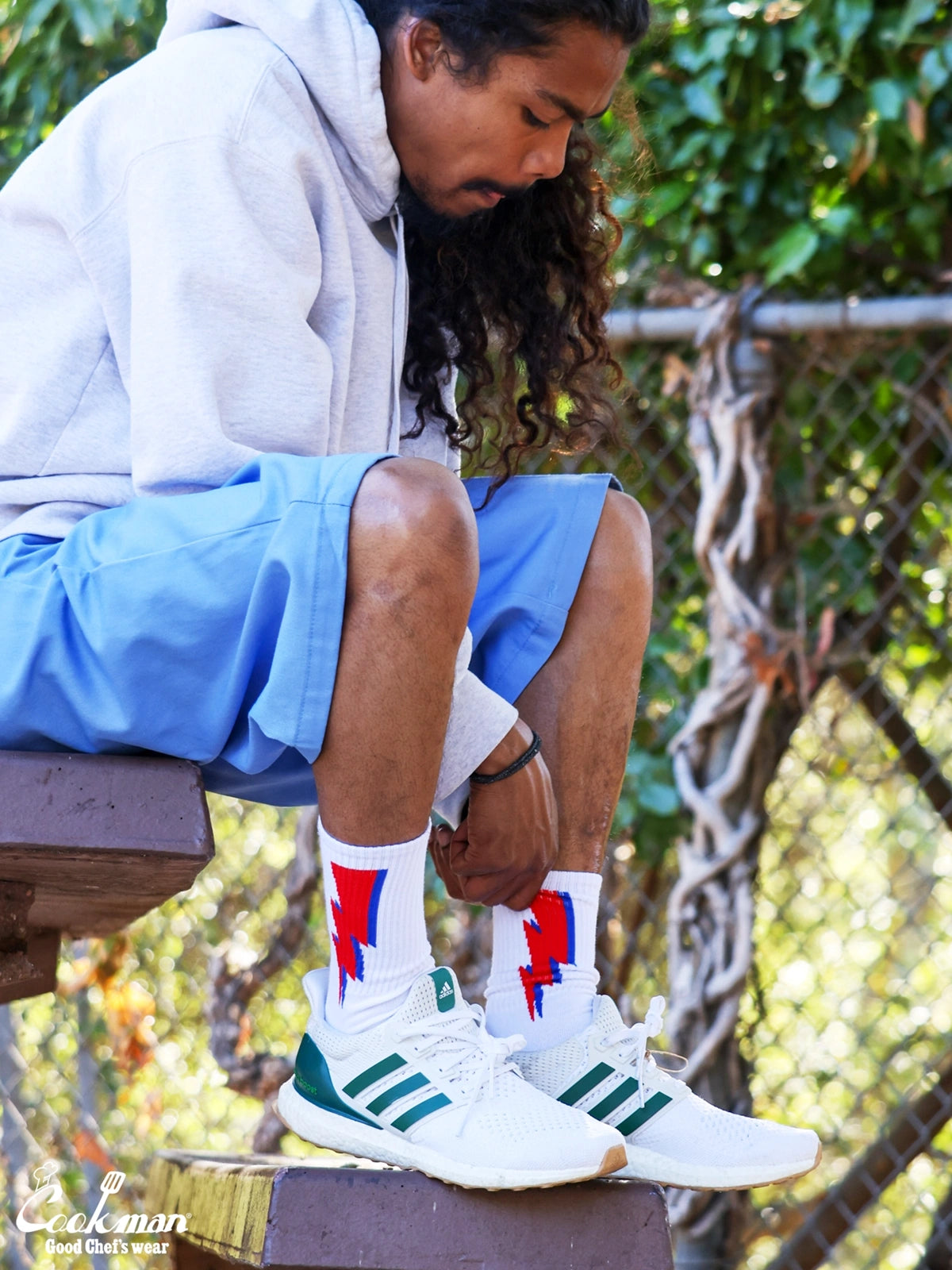 Cookman クックマン ソックス Rib Crew Socks Lightning White