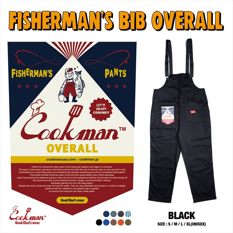 Cookman クックマン オーバーオール Fisherman's Bib Overall Black