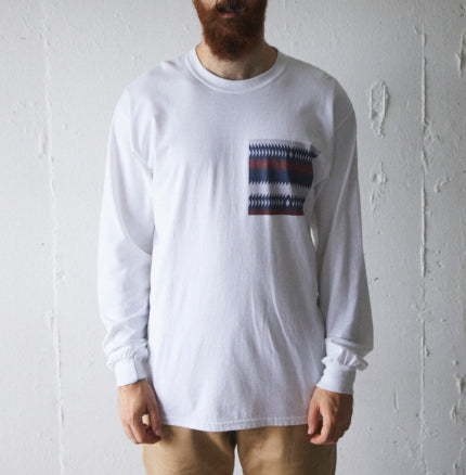 AS STANDARD アズスタンダード CHEST PATTERN L/S TEE - WHITE -