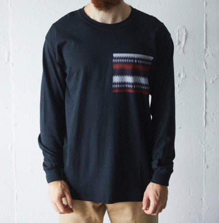 AS STANDARD アズスタンダード CHEST PATTERN L/S TEE - BLACK -