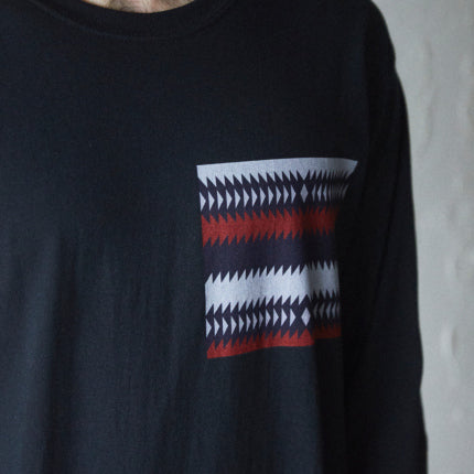 AS STANDARD アズスタンダード CHEST PATTERN L/S TEE - BLACK -