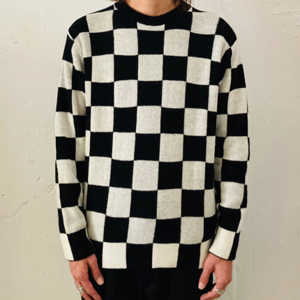 AS STANDARD Check Knit L/S - WHITE -