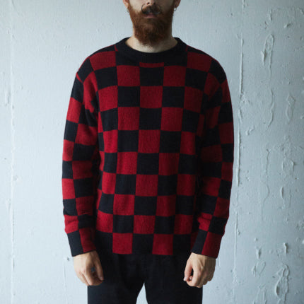 AS STANDARD アズスタンダード Check Knit L/S - RED -