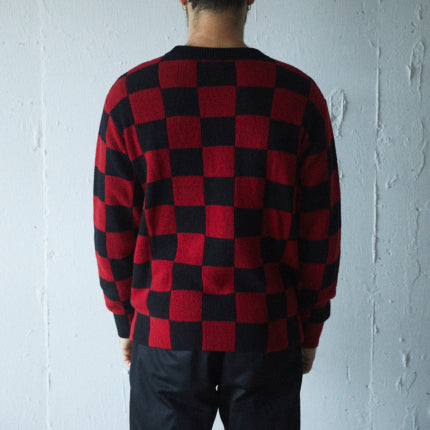 AS STANDARD アズスタンダード Check Knit L/S - RED -