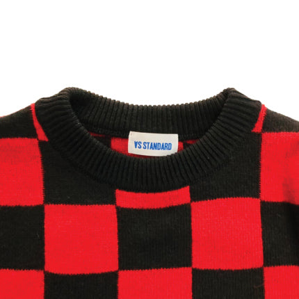 AS STANDARD アズスタンダード Check Knit L/S - RED -