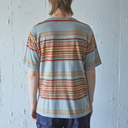 AS STANDARD アズスタンダード BORDER KNIT TEE - BLUE -