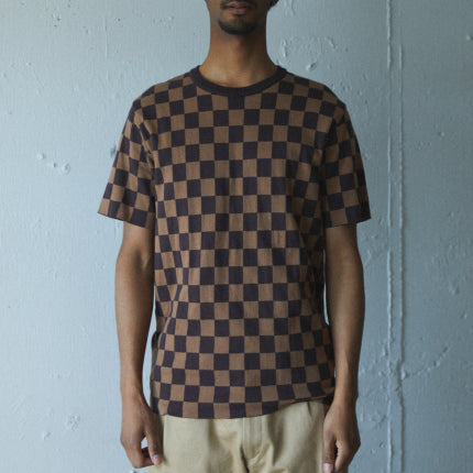 AS STANDARD アズスタンダード Checker Knit Tee - BROWN -