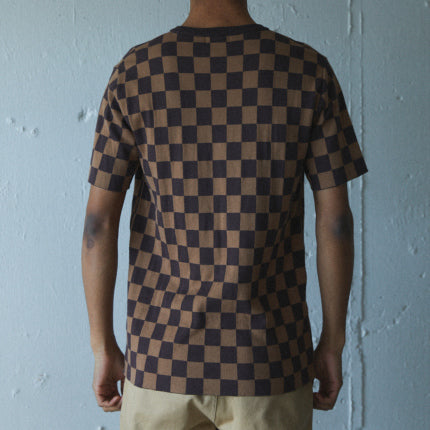 AS STANDARD アズスタンダード Checker Knit Tee - BROWN -