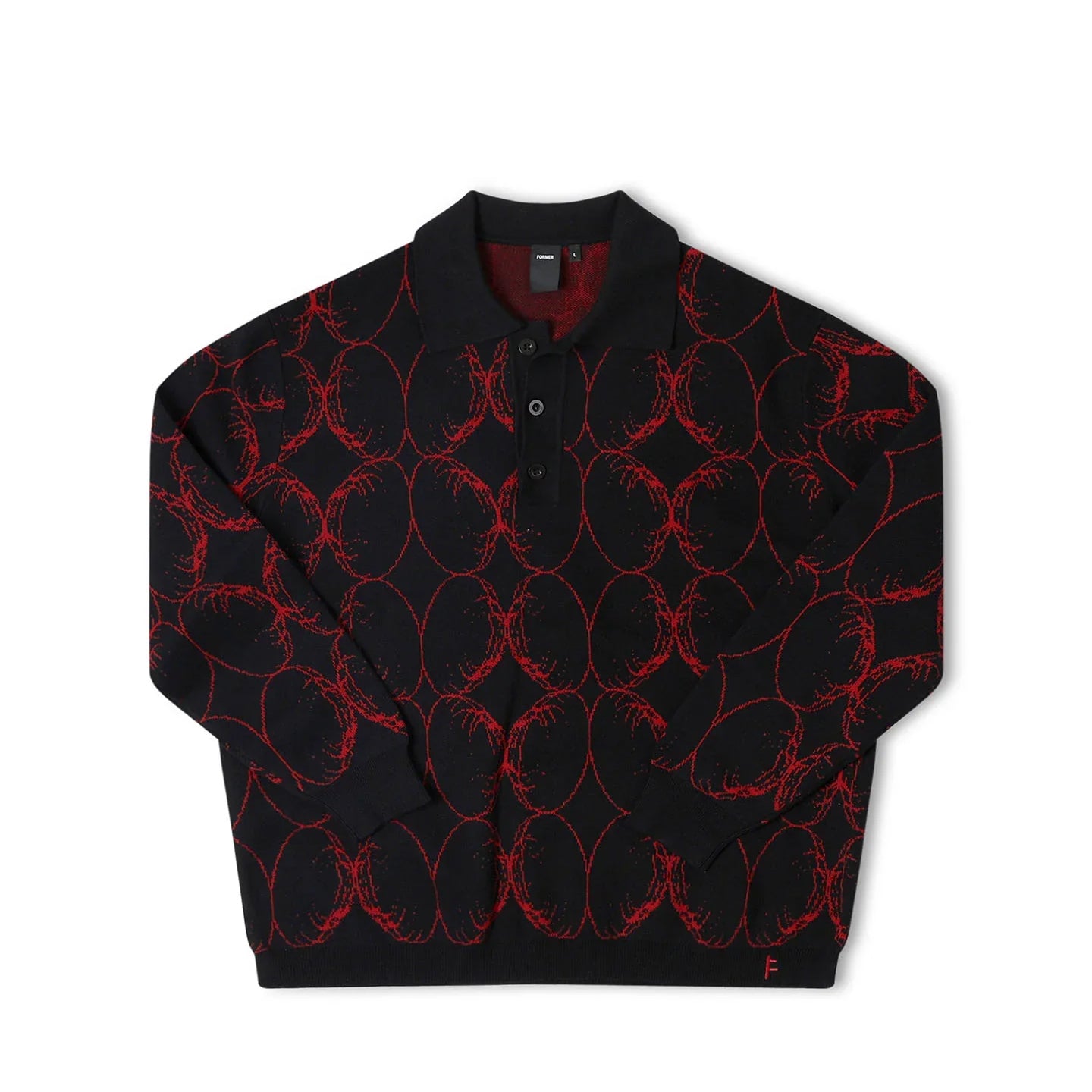 FORMER フォーマー COIL KNIT LS POLO // BLACK BLOOD