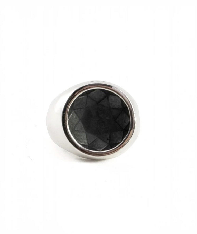 NarrativePlatoon ナラティヴプラトゥーン Reverse Signet ring Round SMALL TYPE - BLACK -