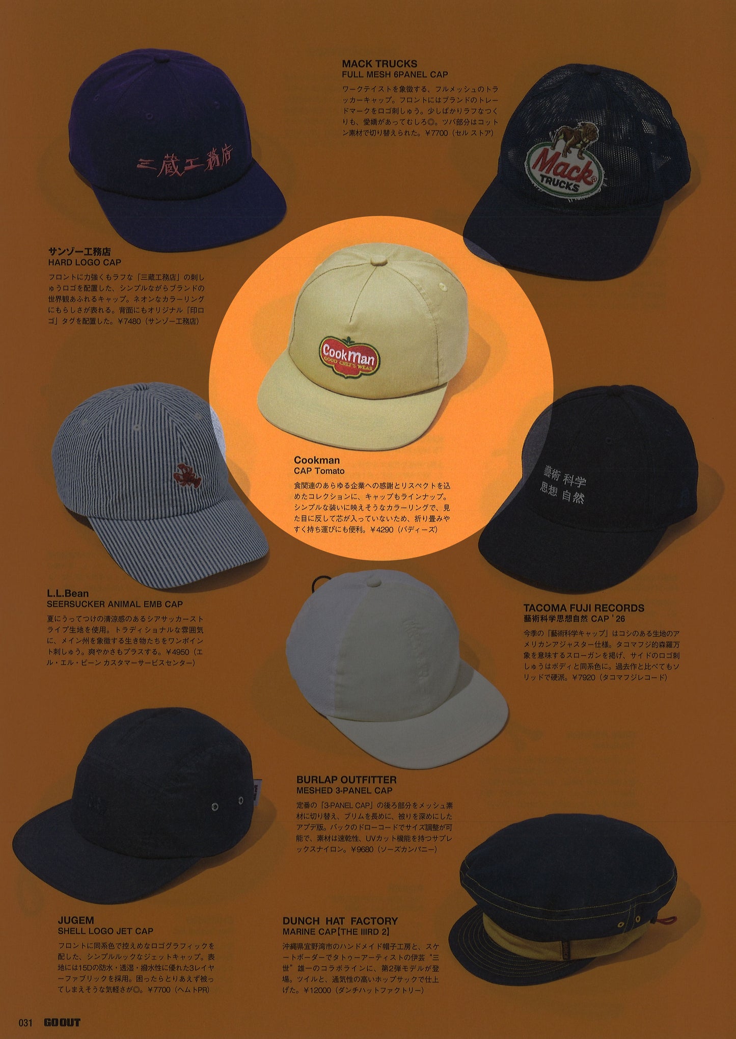 【雑誌GO OUT 8月号 掲載】Cookman クックマン キャップ CAP tomato