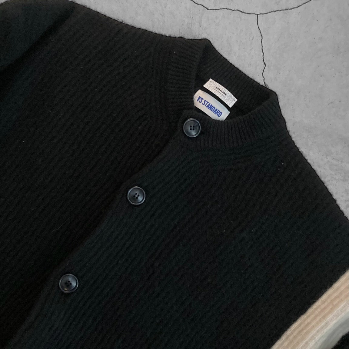 【BLACK FRIDAY SALE】AS STANDARD アズスタンダード AS STANDARD x MAKE YARN LINE FULL BUTTON KNIT CARDIGAN - BLACK -