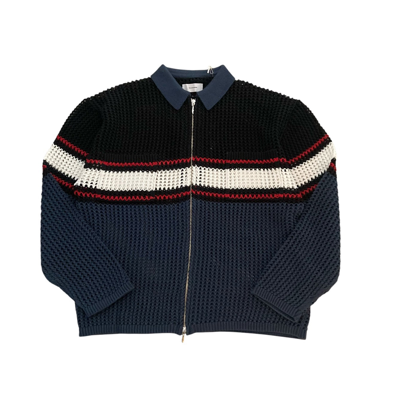 THE JEAN PIERRE ジャン・ピエール Zip Mesh Knit Shirt - NAVY -