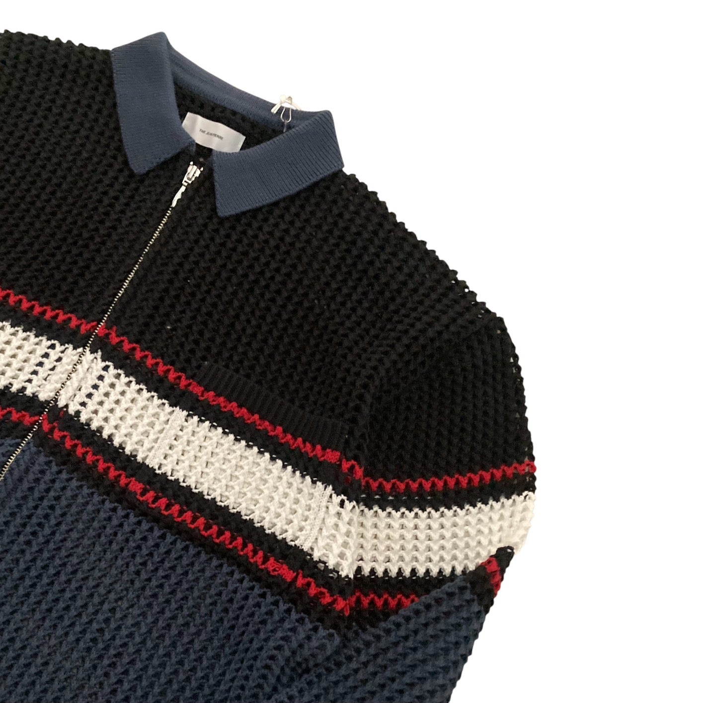 THE JEAN PIERRE ジャン・ピエール Zip Mesh Knit Shirt - NAVY -