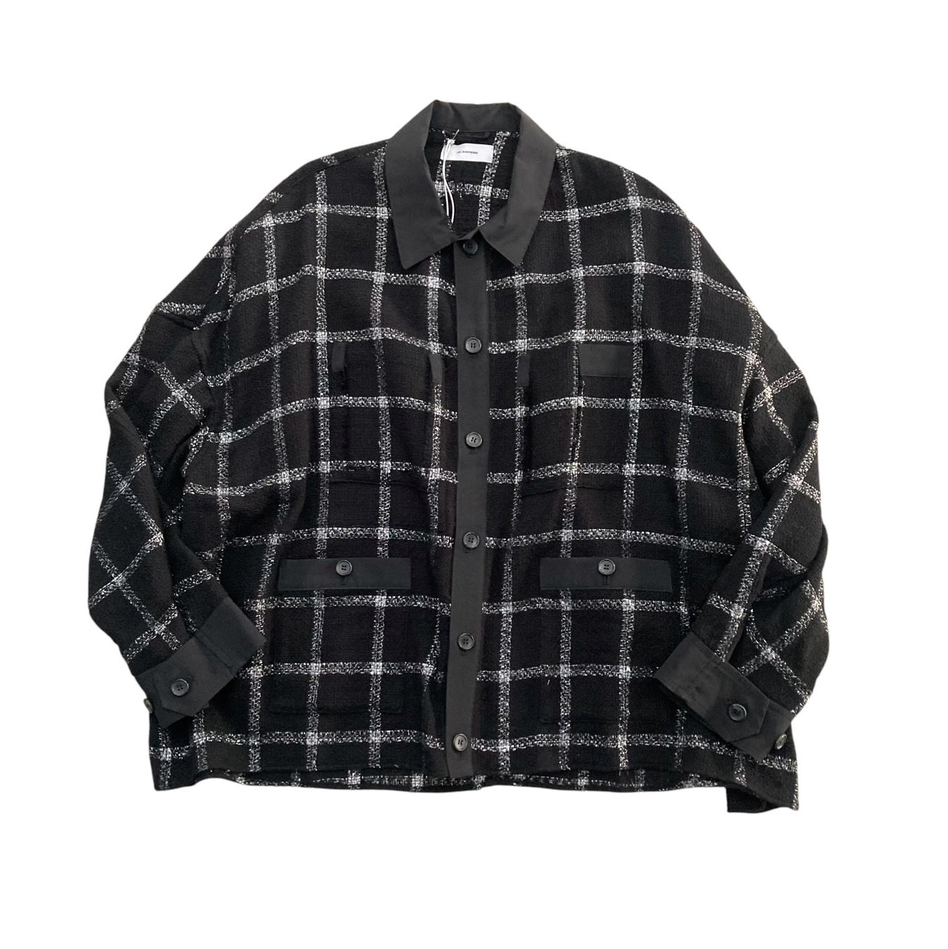 THE JEAN PIERRE ジャン・ピエール 11 XL Tear Off Sheer Tweed Jacket - BLACK -