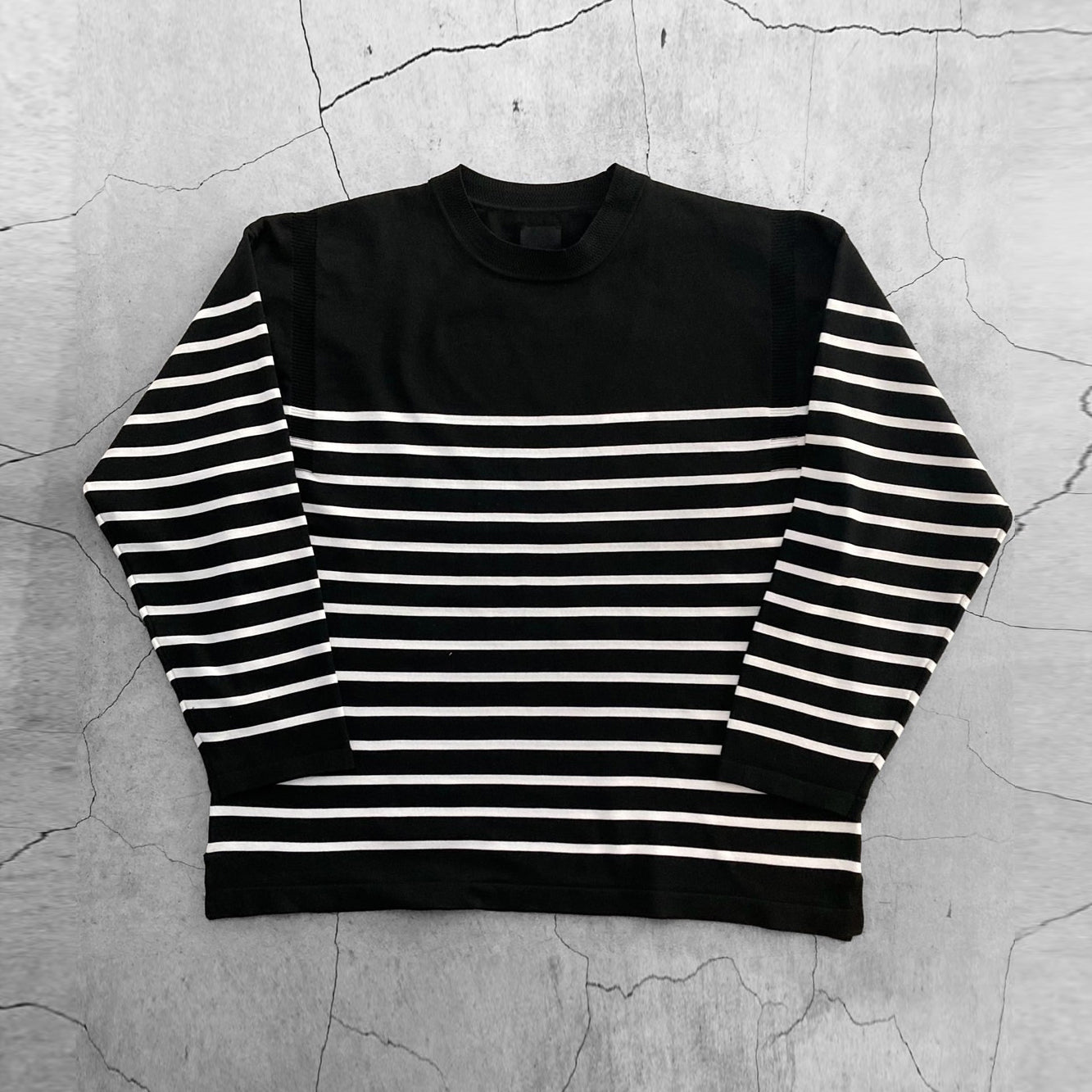 FORTUNA homme フォルトゥナオム ECOTEC Knit Basque L/S TEE - BLK x WHITE -