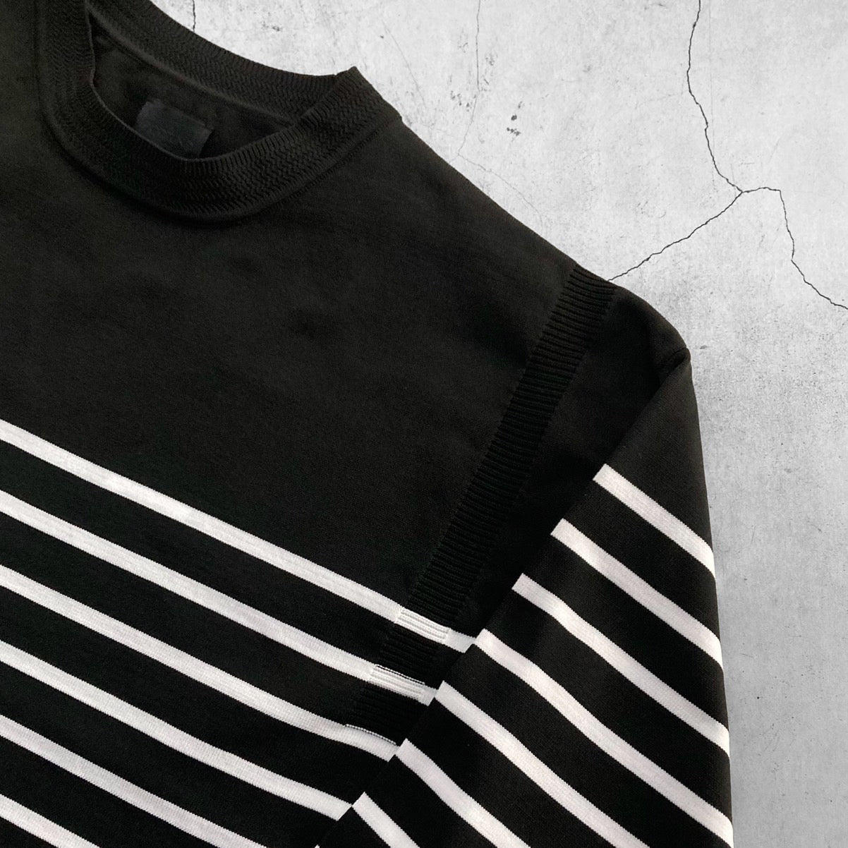 FORTUNA homme フォルトゥナオム ECOTEC Knit Basque L/S TEE - BLK x WHITE -