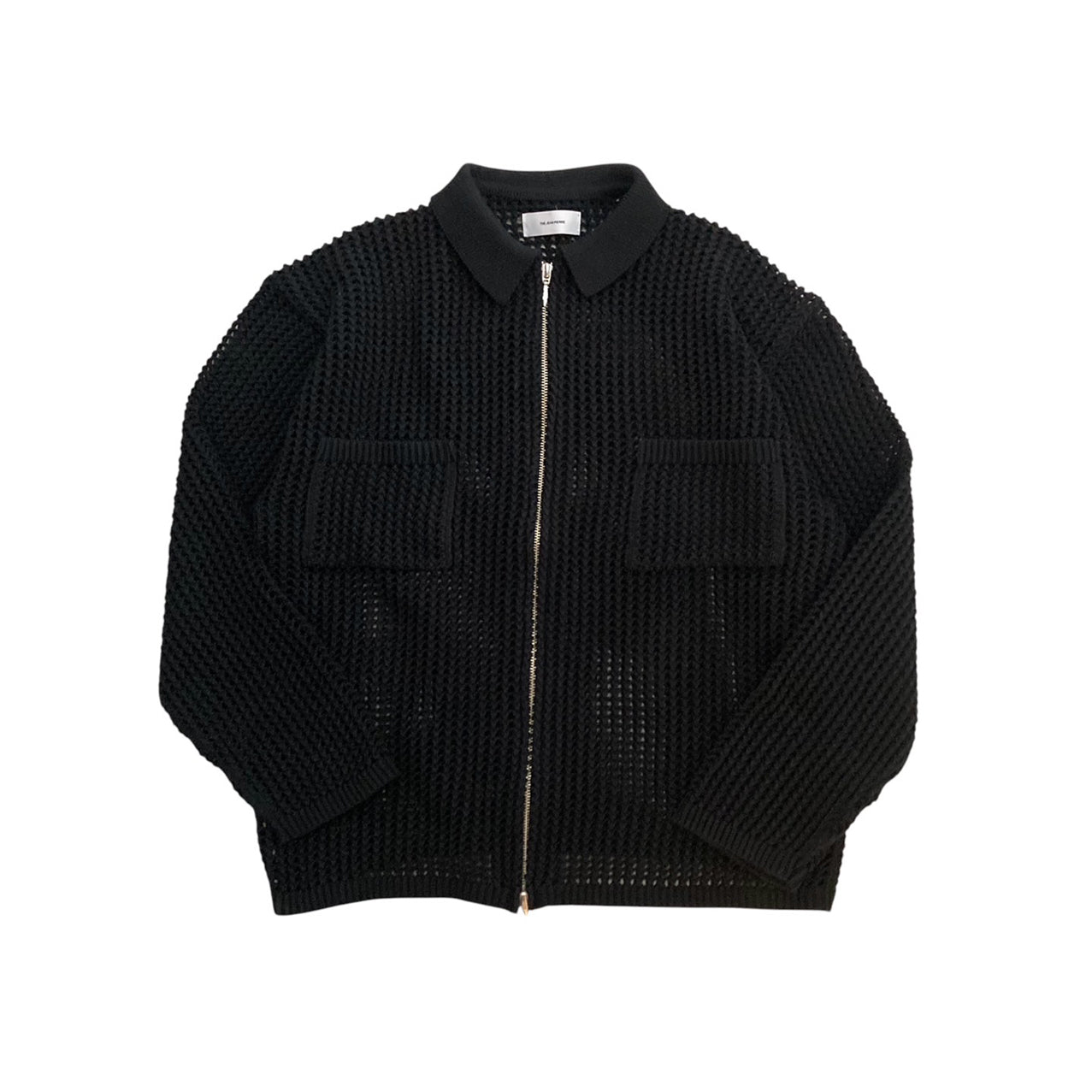 THE JEAN PIERRE ジャン・ピエール Zip Mesh Knit Shirt - BLACK -