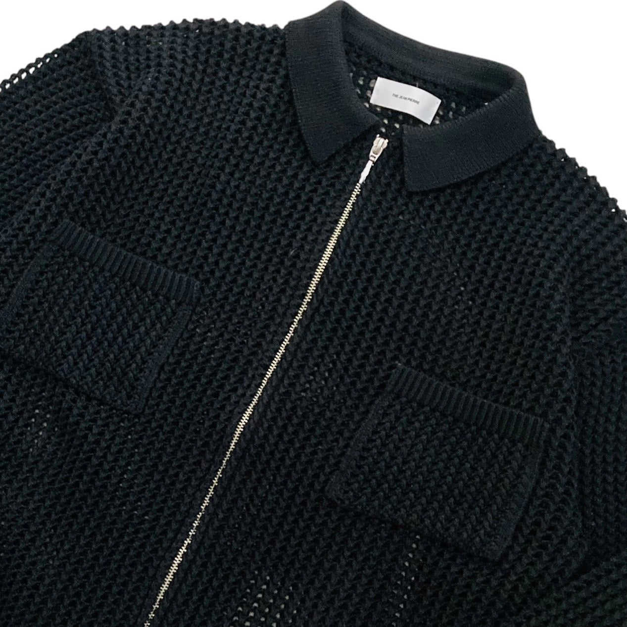 THE JEAN PIERRE ジャン・ピエール Zip Mesh Knit Shirt - BLACK -