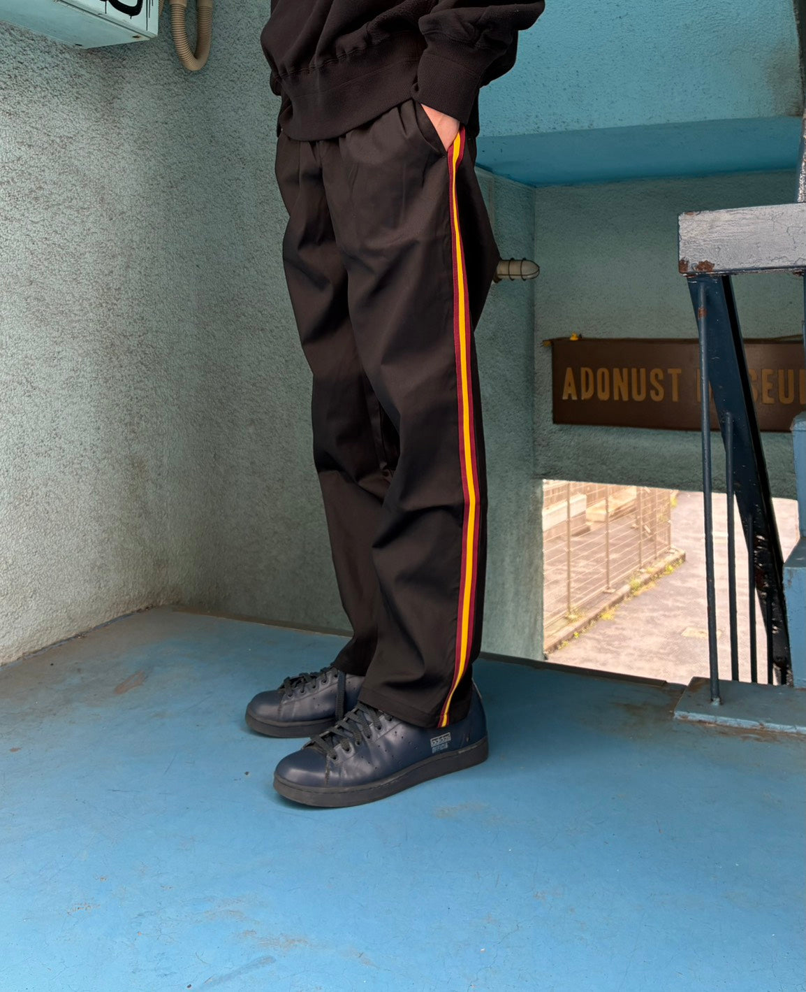 Cookman クックマン シェフパンツ Semiwide Wienerschnitzel Side Line - BLACK -