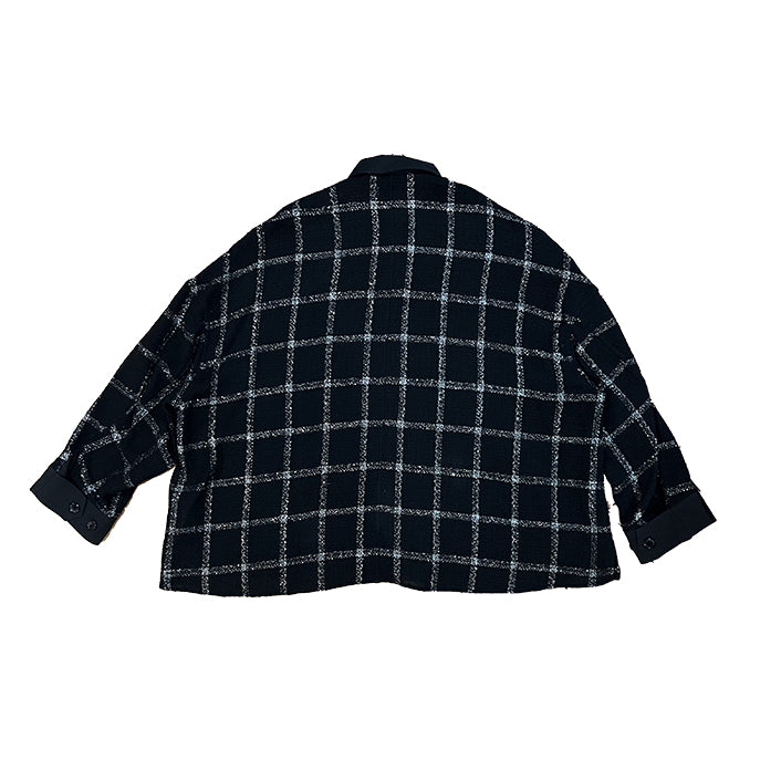 THE JEAN PIERRE ジャン・ピエール 11 XL Tear Off Sheer Tweed Jacket - BLACK -