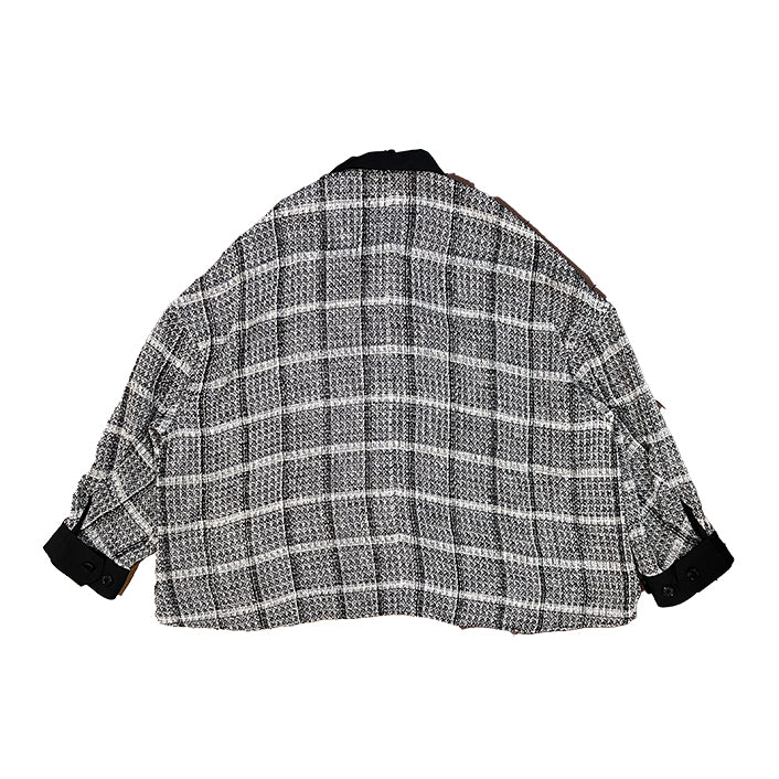 THE JEAN PIERRE ジャン・ピエール 11 XL Tear Off Sheer Tweed Jacket - WHITE -