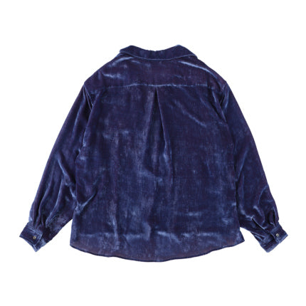 【RENEWAL SALE】THE JEAN PIERRE ジャン・ピエール Deep Kneck Chambray Velvet Shirt