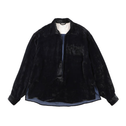 【RENEWAL SALE】THE JEAN PIERRE ジャン・ピエール Deep Kneck Chambray Velvet Shirt