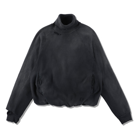 THE JEAN PIERRE ジャン・ピエール Pigmentdye Dove Turtle Sweat Shirt - FADE BLACK -