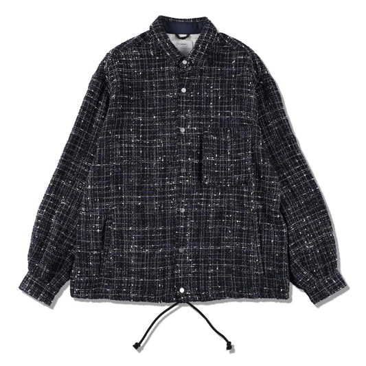 THE JEAN PIERRE ジャン・ピエール Tweed Dove Coach Shirt - MIDNIGHT BLACK -