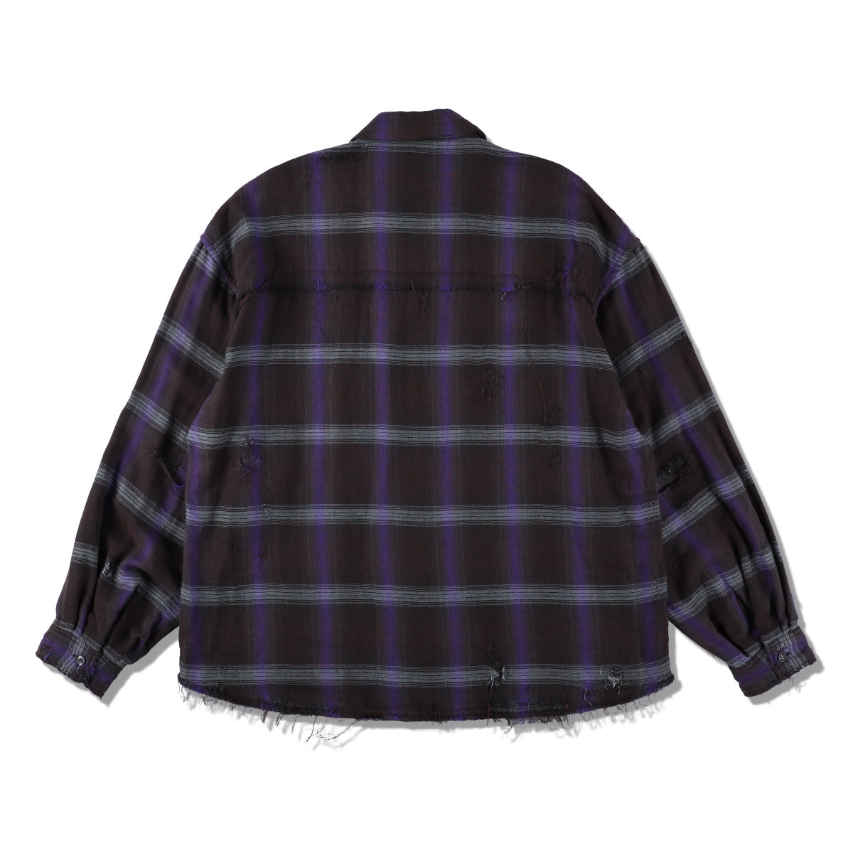 THE JEAN PIERRE ジャン・ピエール Grunge Plaid Open Collar Shirt - SKY BLUE -