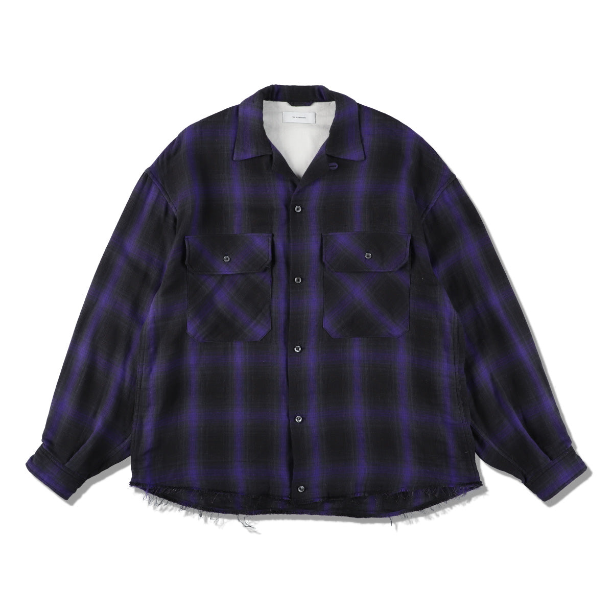 THE JEAN PIERRE ジャン・ピエール Plaid Dove Open Collar Shirt - MIDNIGHT BLACK -