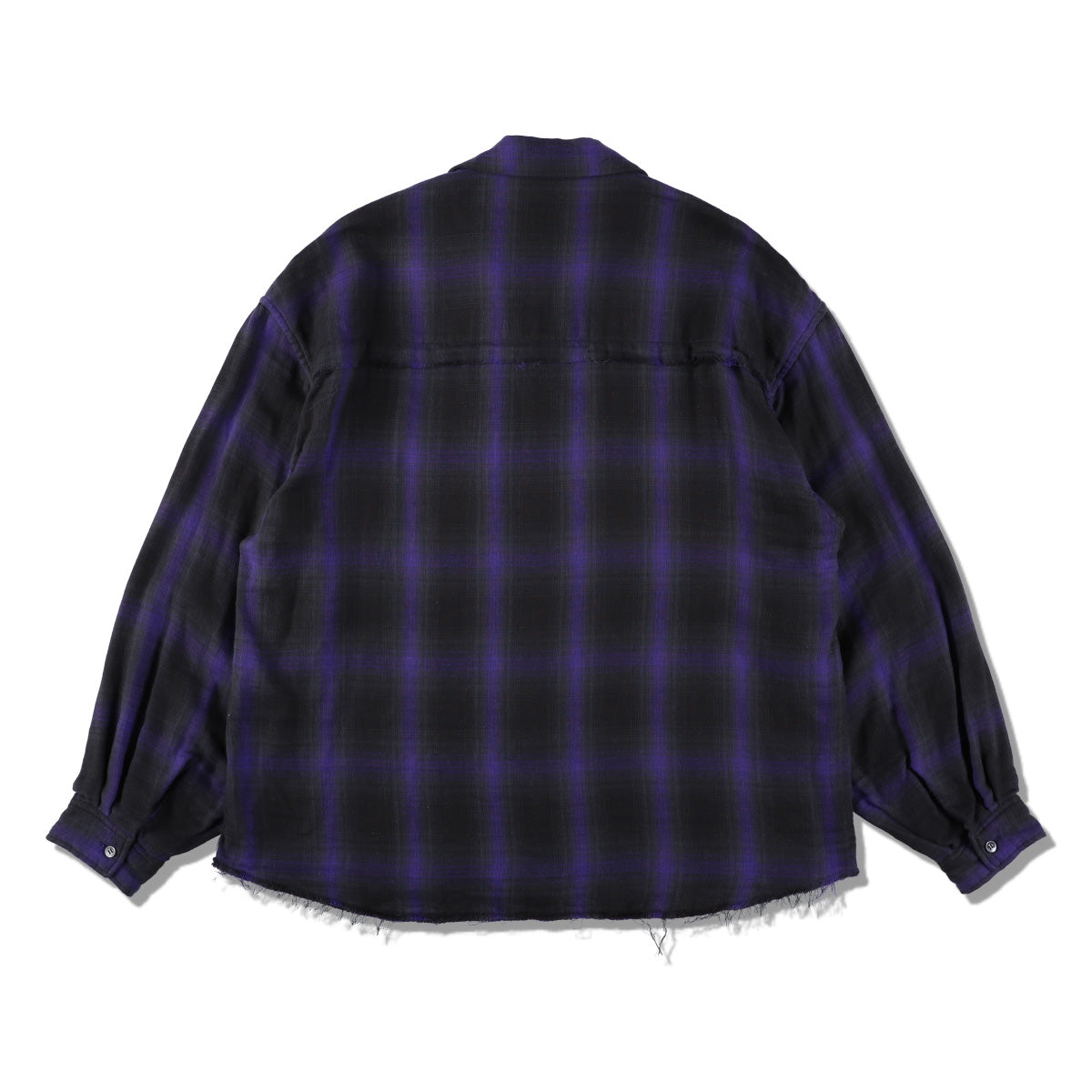 THE JEAN PIERRE ジャン・ピエール Plaid Dove Open Collar Shirt - MIDNIGHT BLACK -