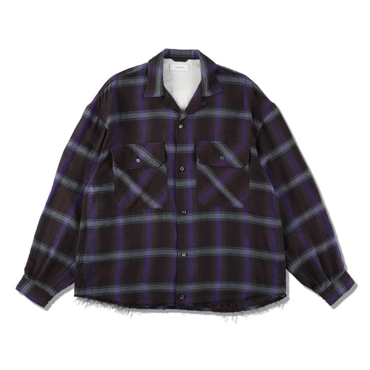 THE JEAN PIERRE ジャン・ピエール Plaid Dove Open Collar Shirt - SKY BLUE -