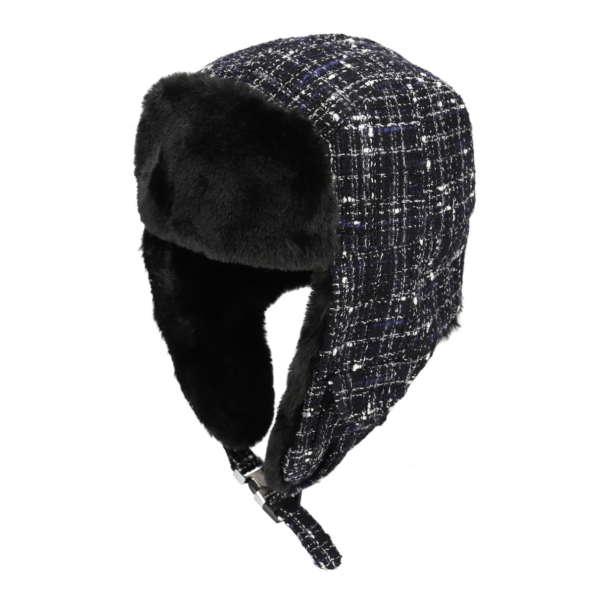 [WINTER SALE] THE JEAN PIERRE Tweed Trapper Cap - MIDNIGHT BLACK -