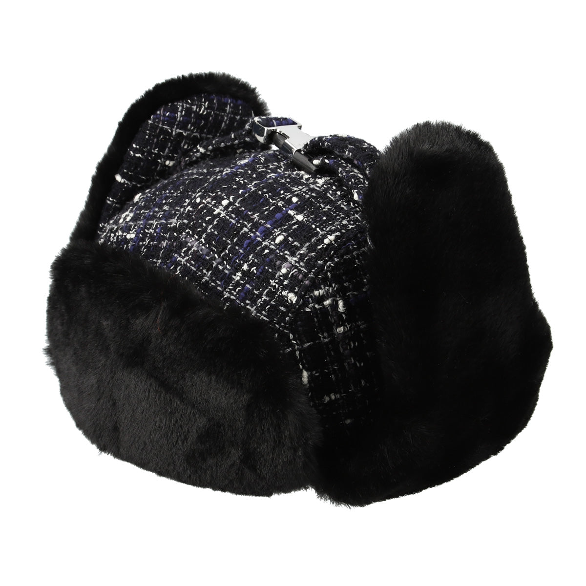 [WINTER SALE] THE JEAN PIERRE Tweed Trapper Cap - MIDNIGHT BLACK -