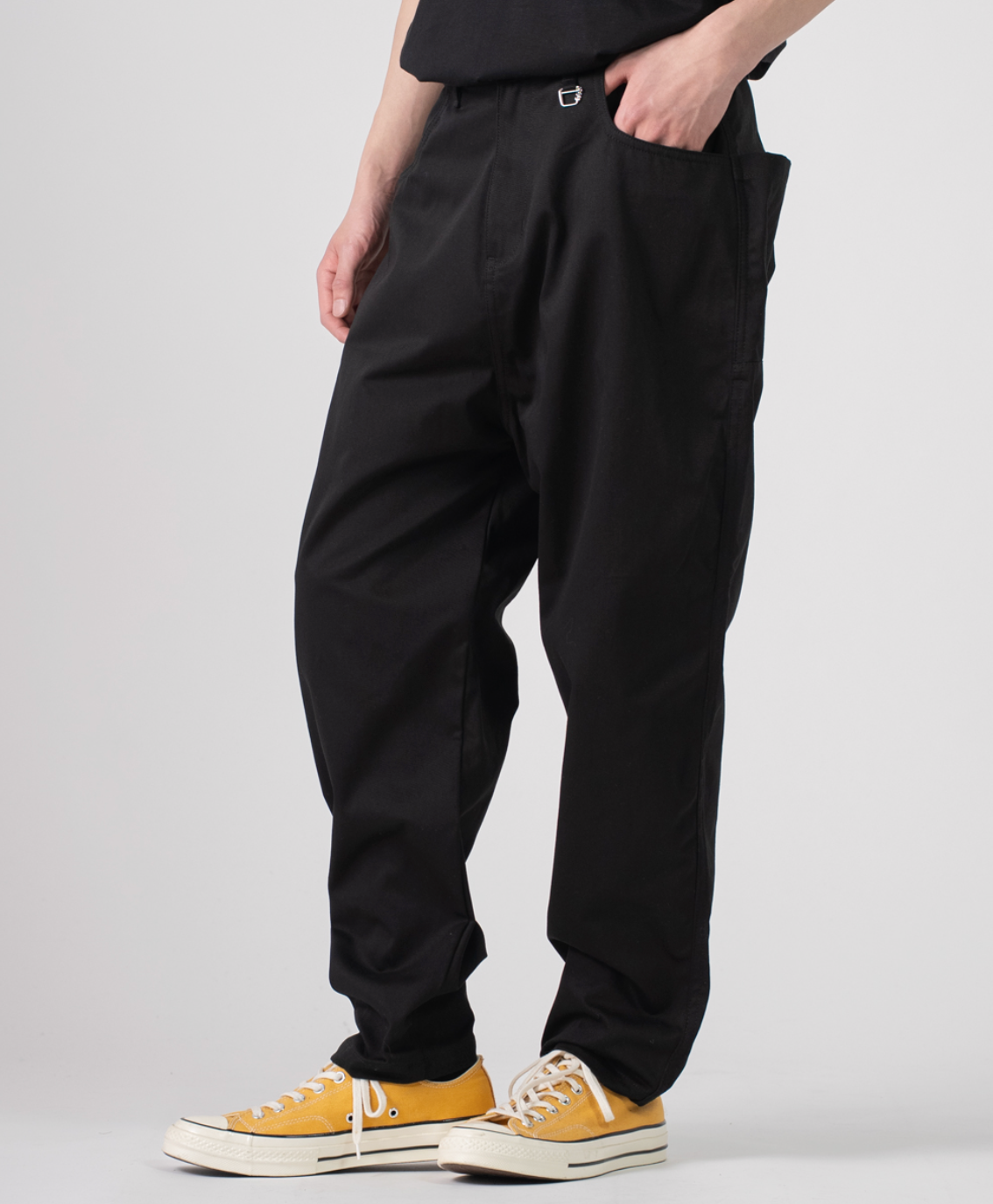 rehacer レアセル Side Pocket Tapered Washed Pants - BLACK -