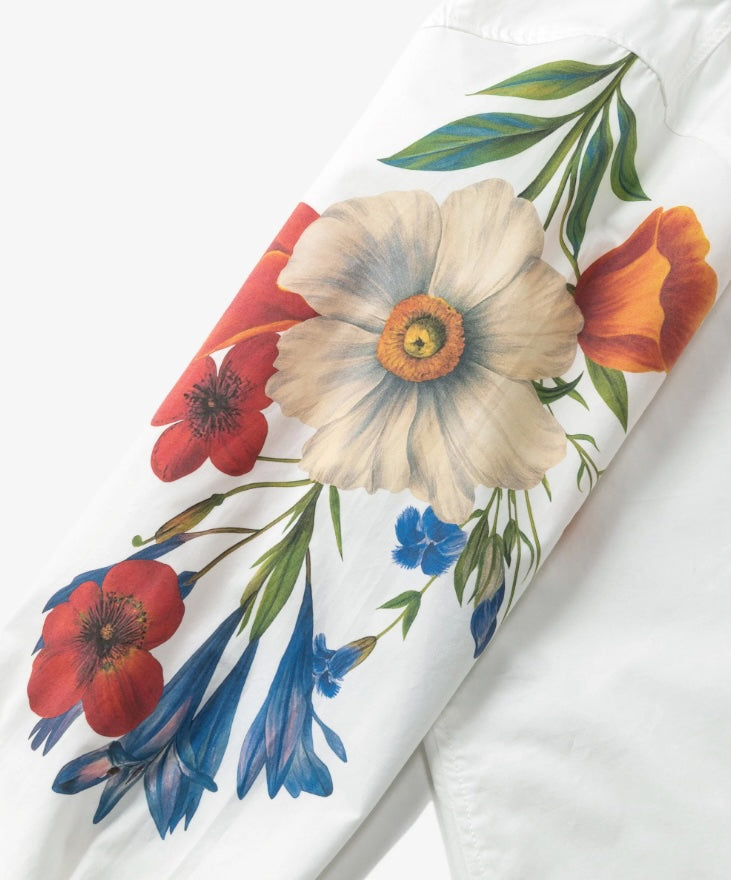 rehacer レアセル Botanical Sleeve Typewriter Shirt - WHITE -