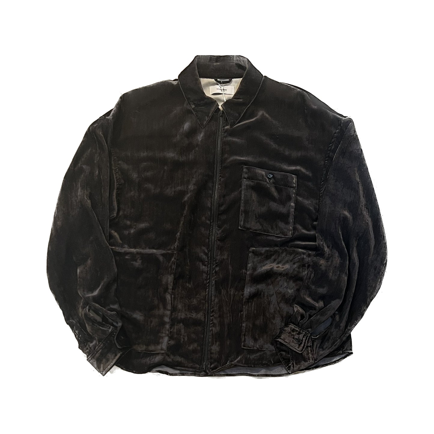 THE JEAN PIERRE Jean Pierre Chambray Velvet Zip Safari Shirt