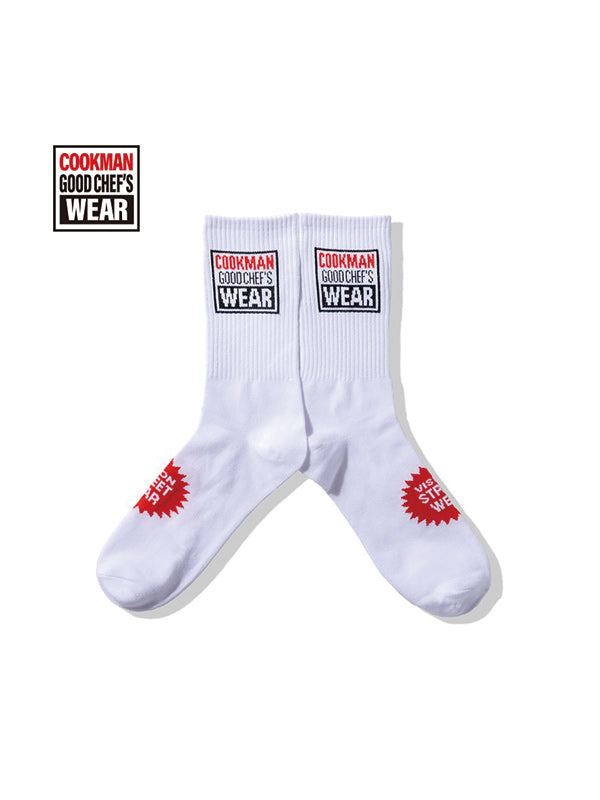 Cookman クックマン ソックス Rib Crew Socks Vision Logo - WHITE -