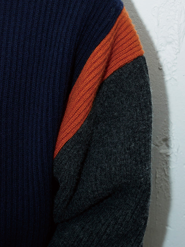 【WINTER SALE】AS STANDARD アズスタンダード AS STANDARD x MAKE YARN LINE FULL BUTTON KNIT CARDIGAN - NAVY-
