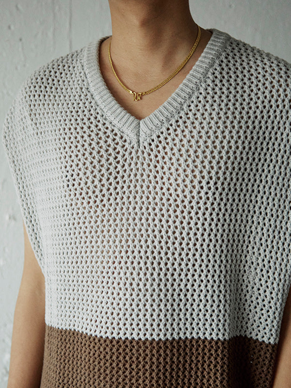 AS STANDARD AS STANDARD MESH Knit VEST BEIGE