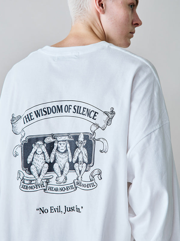 rehacer レアセル Three wise monkeys L/S T-shirt - WHITE -